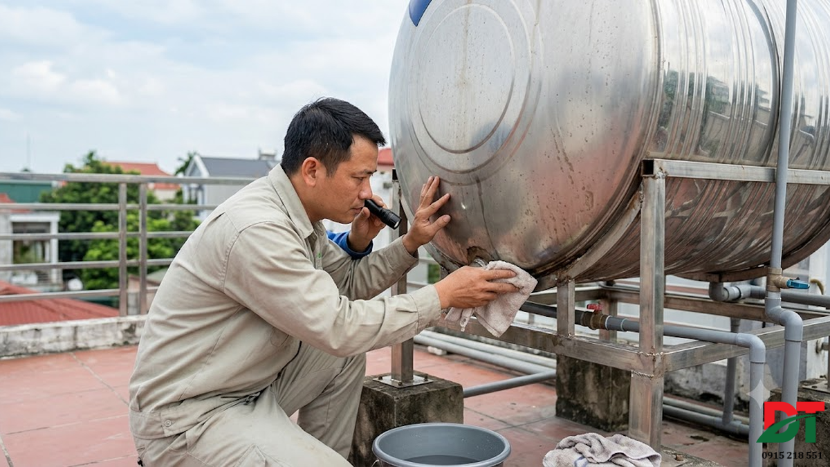 2. Các bước kiểm tra bồn nước inox bị rò rỉ trước khi quyết định thay mới