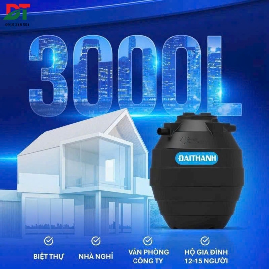 Bồn Tự Hoại Đại Thành 3000L – Giải Pháp Xử Lý Nước Thải Hiệu Quả Cho Mọi Công Trình